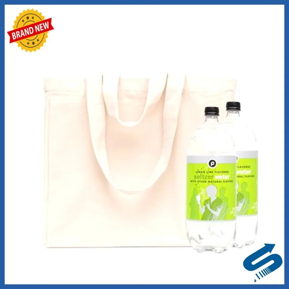 Reusable Canvas Grocery Tote Bags Heavy Duty Washable Foldable 3 Pack